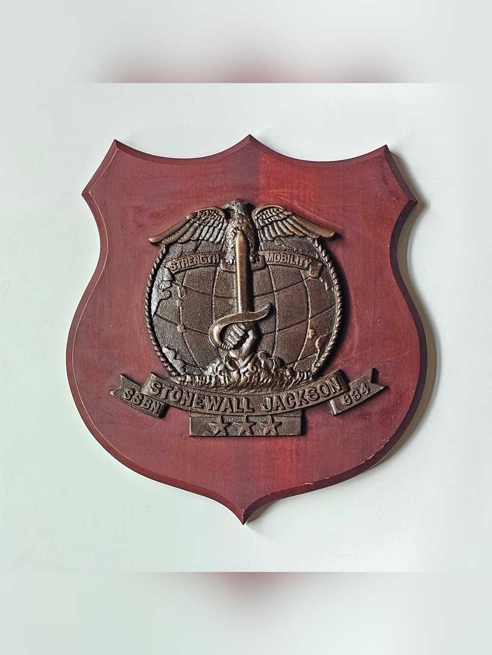 Vintage USS Stonewall Jackson Brass SSBN 634 Wall Plaque Art 10.5" x 9.75"